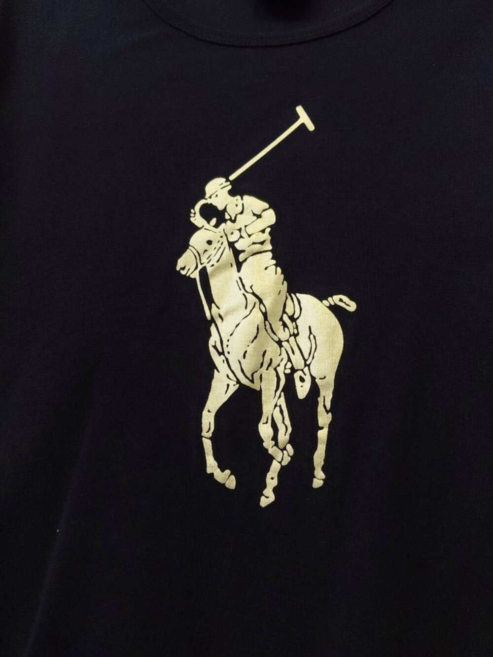 Ralph Lauren Golf Womens Cotton Big Pony Tee Navy with Gold Pony Medium - Picture 2 of 5